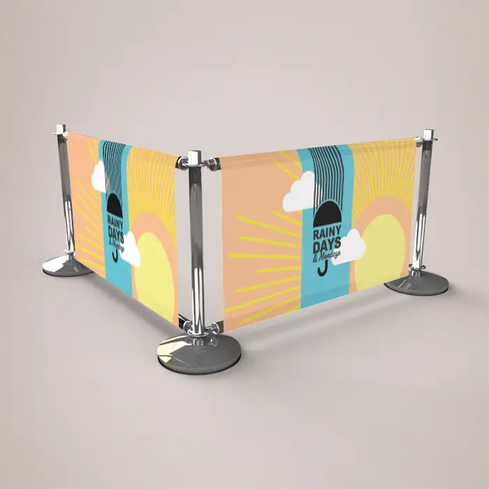 Deluxe Cafe Barrier Banners by Firefly for brand display.